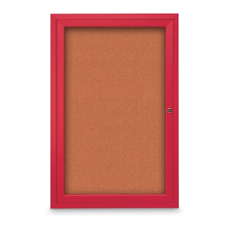 United Visual Products Slim Enclosed Corkboard, 18"x24", Satin Alum Frame/Pearl UVEB1824-SATIN-PEARL